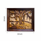 Mysore Wooden Inlay Banyan Tree Panel