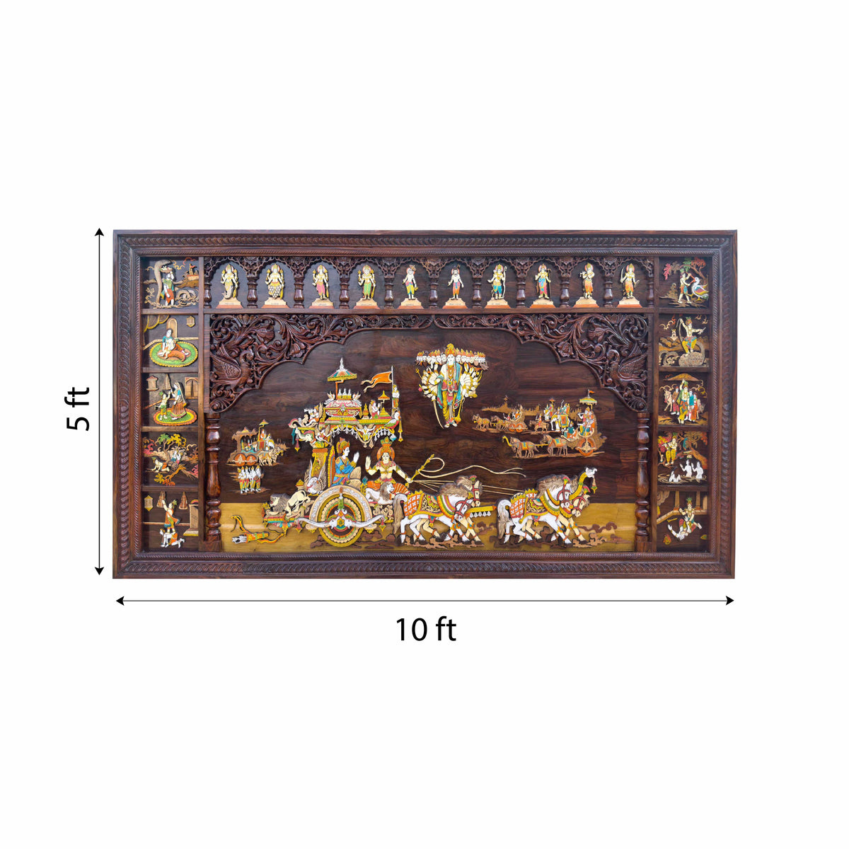 Mysore Wooden Inlay Rosewood Geethopadesam Panel