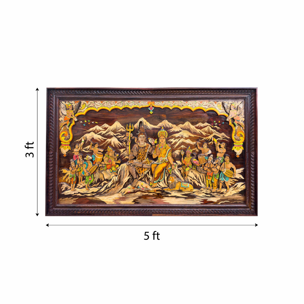 Mysore Wooden Inlay Shiva Leela Panel