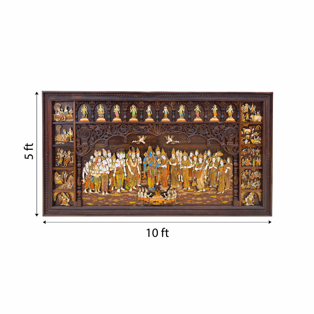 Mysore Wooden Inlay Srinivasa Kalyanam Panel