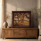 Mysore Wooden Inlay Banyan Tree Panel