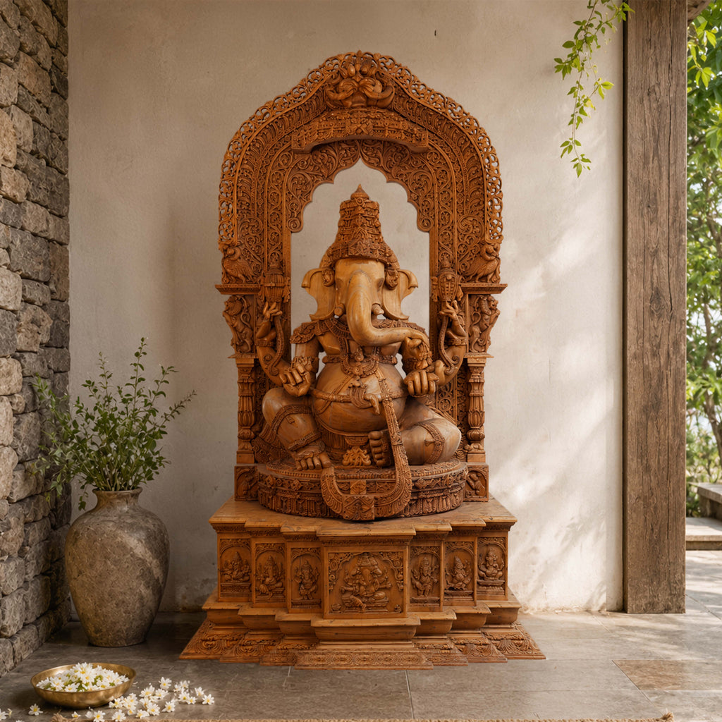 Wooden Ganesh Statue