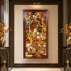 Mysore Wooden Inlay Radha Krishna Wall Panel