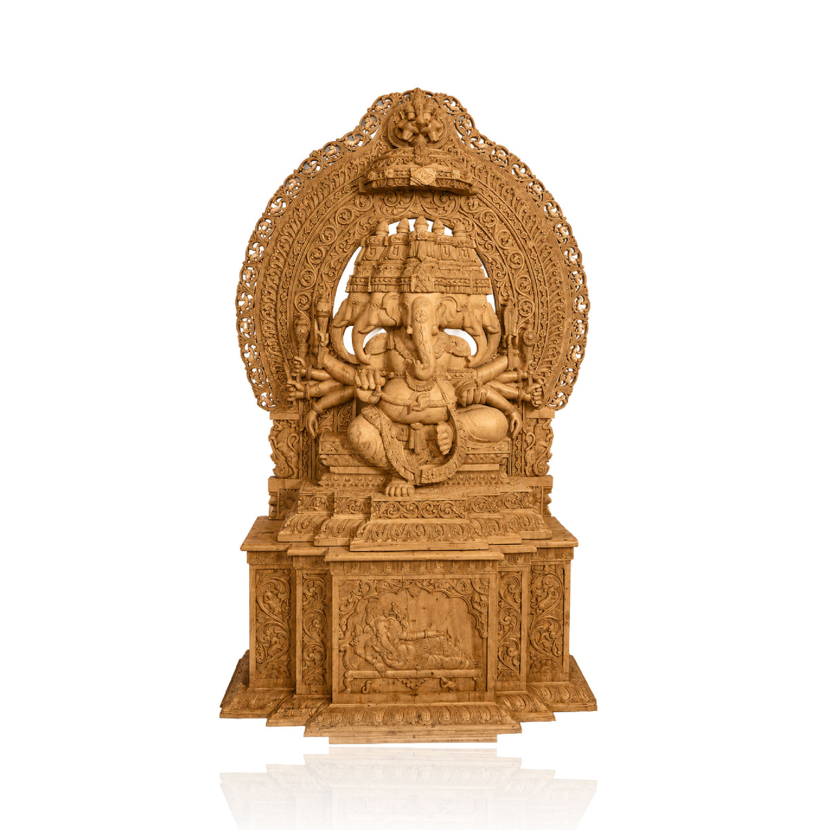 Panchamukhi Ganesha Wooden Statue