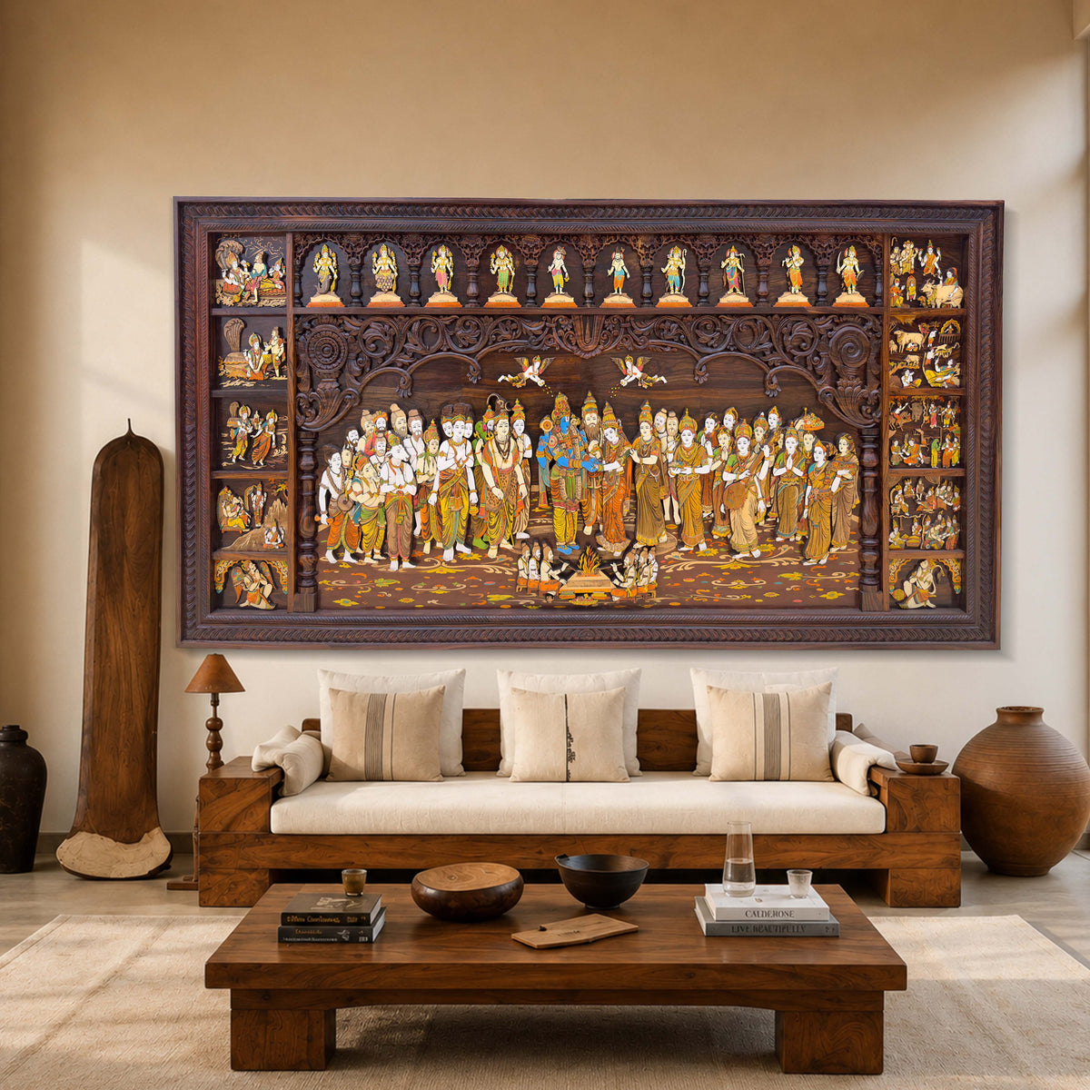 Mysore Wooden Inlay Srinivasa Kalyanam Panel