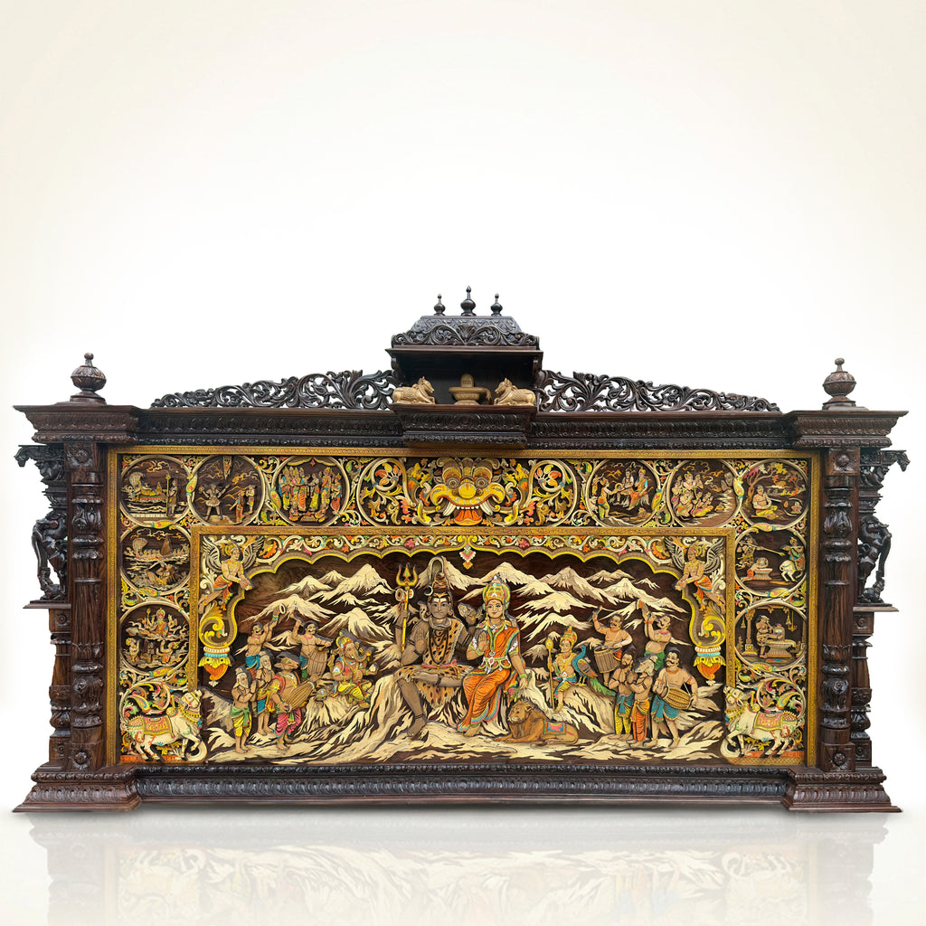 Mysore Wooden Inlay Wooden Shiva Leela Panel
