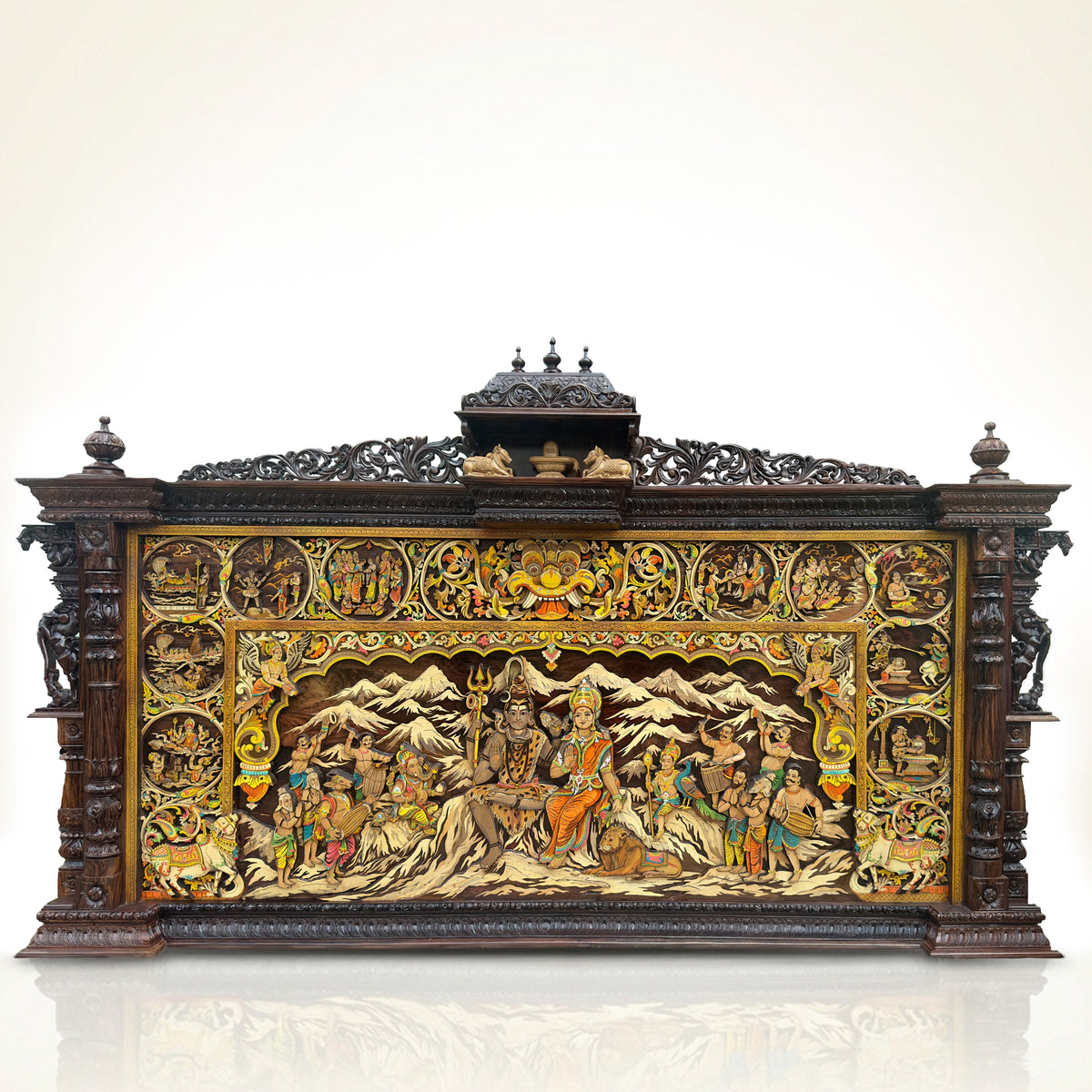 Mysore Wooden Inlay Wooden Shiva Leela Panel