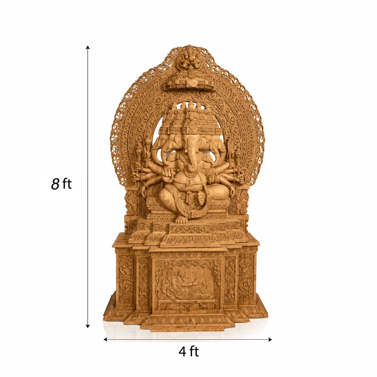 Panchamukhi Ganesha Wooden Statue