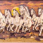 Mysore Wooden Inlay Running Horse Wall Panel