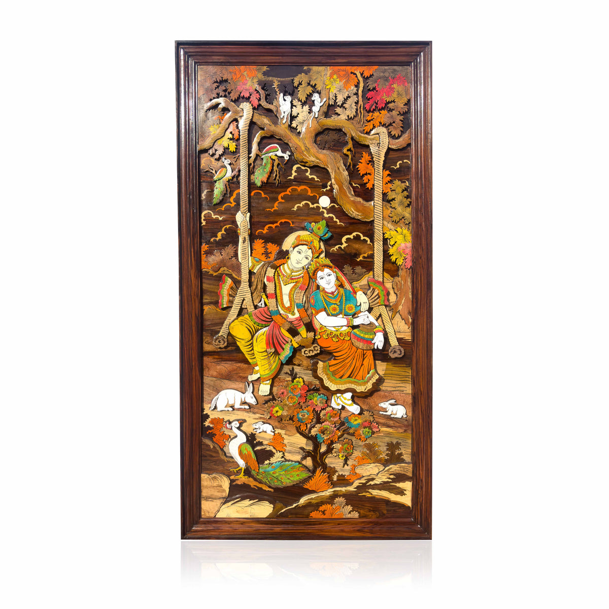 Mysore Wooden Inlay Radha Krishna Wall Panel
