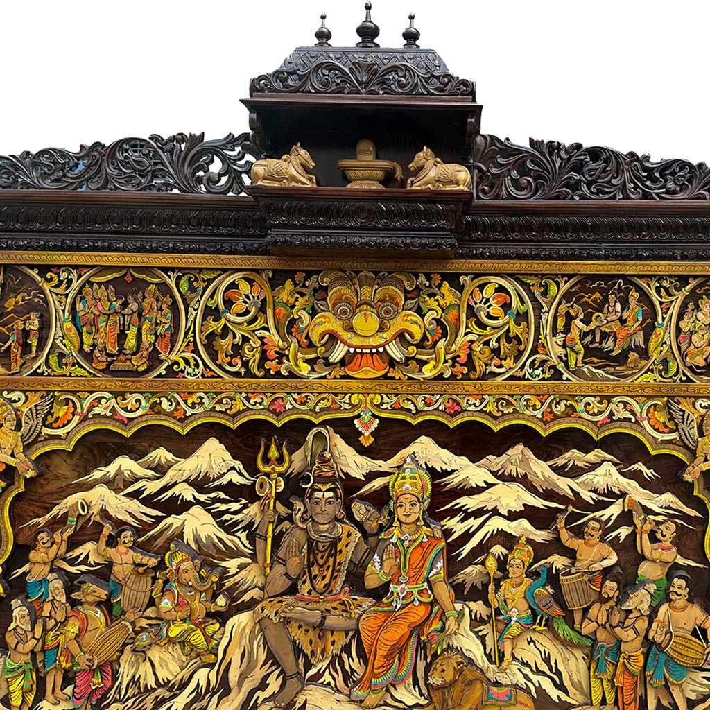 Mysore Wooden Inlay Wooden Shiva Leela Panel