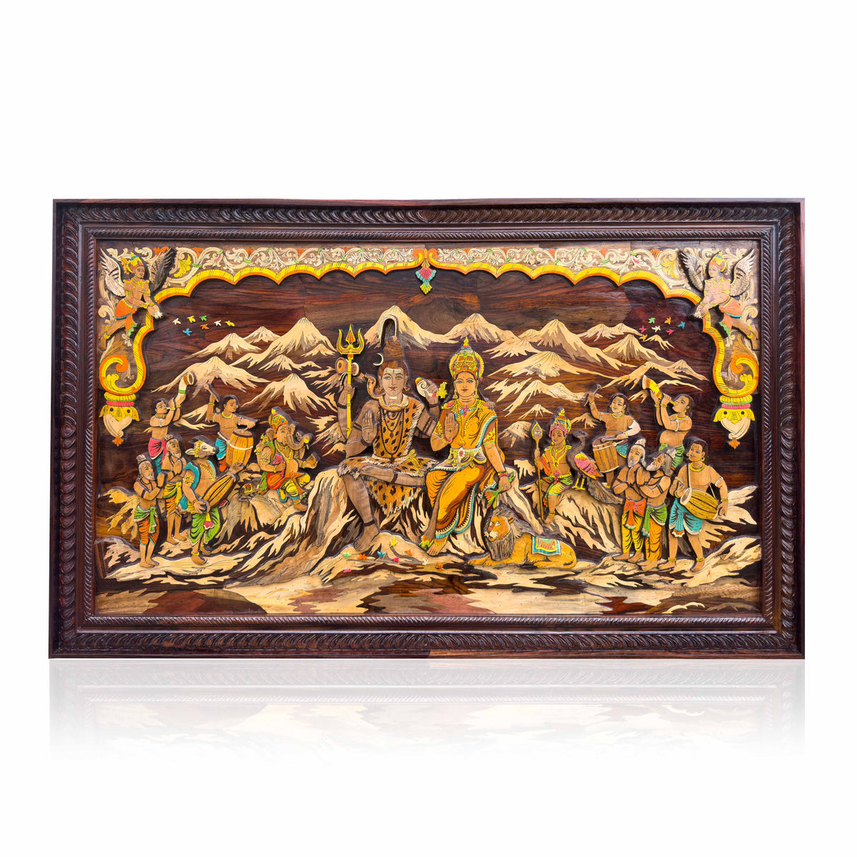 Mysore Wooden Inlay Shiva Leela Panel
