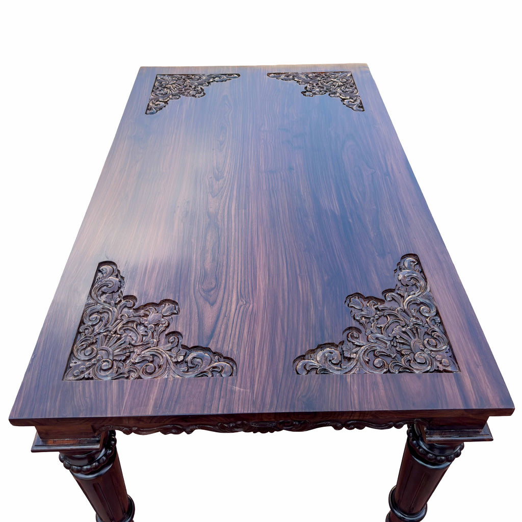 Hand-Carved Rosewood 4-Seater Dining Table Set